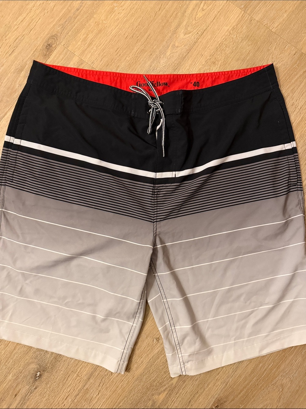 Goodfellow & Co Black, Gray & Red Men’s Gradient Board Shorts